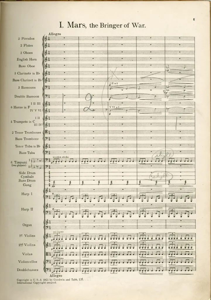 1. Gustav’s conducting score of The Planets