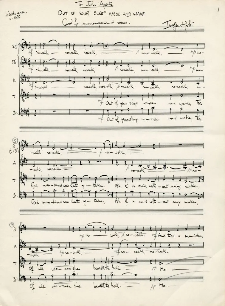 6. Manuscript for Out of your sleep arise and wake by Imogen Holst