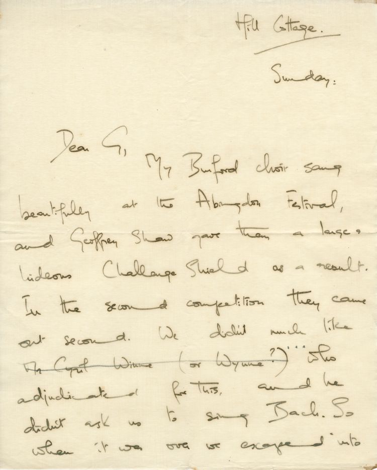 4. Letter from Imogen to Gustav, Summer 1933